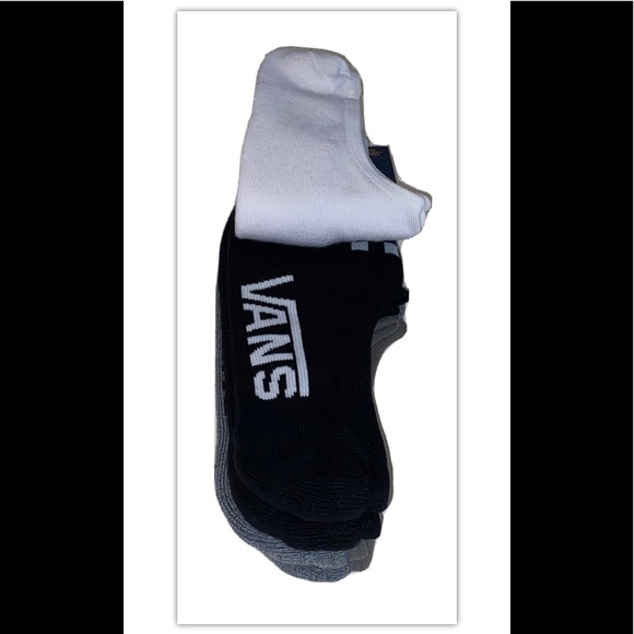 Vans No Show Socks 3Pair Men 9.5-13 White Black Gray w Logo & Checkerboard Skate - Picture 9 of 12